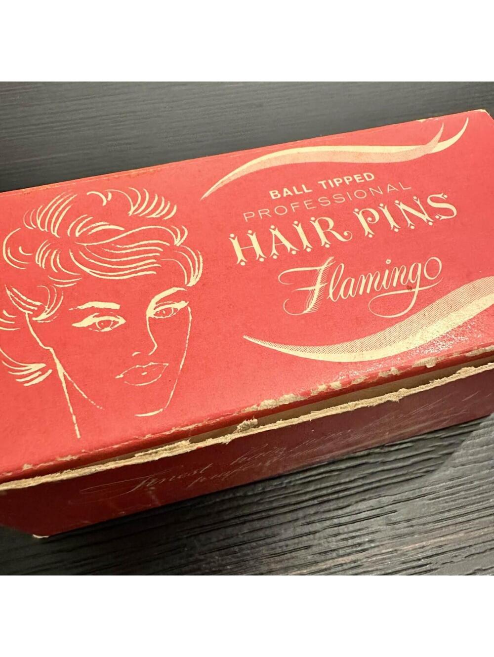 Vintage Flamingo Ball Tipped Hair Pins 1 lb Box Crimped Black 2" Mid Century